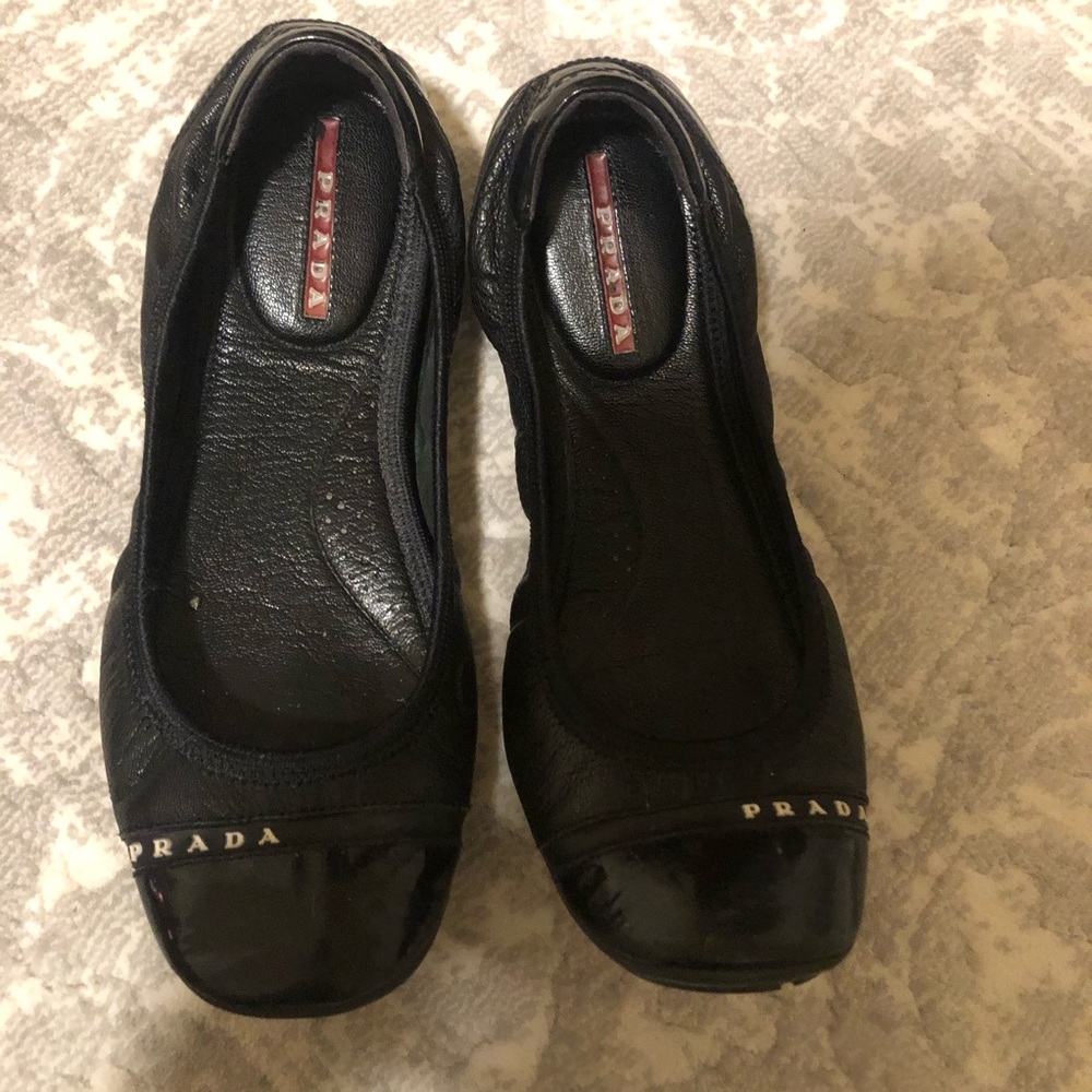 Prada Black Leather Flats